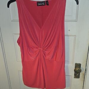 Studio M Coral Twist-Front V-Neck Tank